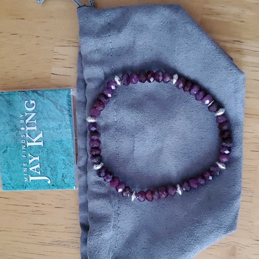 Nib Mine Finds By Jay King Silver Ruby Stretch Bracelet 115$